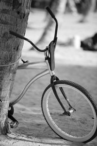 Close-up of bicycle on street