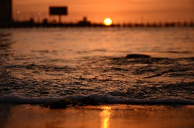 Scenic view of sea at night