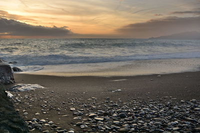 Scenic view of sea during sunset