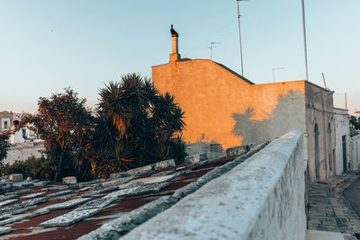Buildings against sky during winter