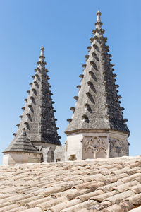 Low angle view of temple against blue sky