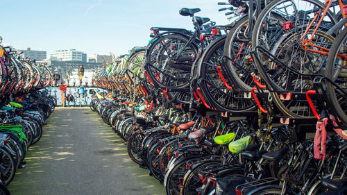 Bicycle park in amsterdam holland