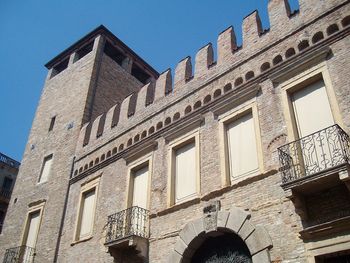 Low angle view of historic building against sky