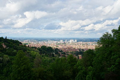 High angle view of townscape against sky