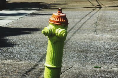 High angle view of fire hydrant on street