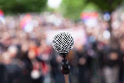 Close-up of microphone in event