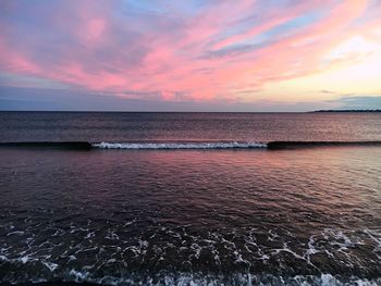 Scenic view of sea against sky at sunset