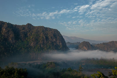 Scenic view of mountains against sky