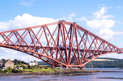 View of bridge over river against cloudy sky