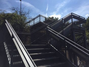 Low angle view of stairs against sky