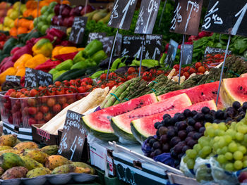 Various food for sale at market stall