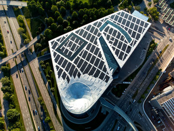 High angle view of plants in city