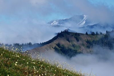 Scenic view of mountains against sky