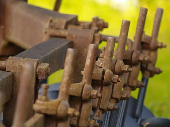 Close-up of padlock on fence