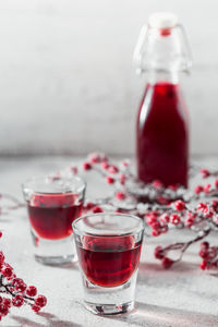 Homemade infused vodka, tincture or liqueur of red cherry