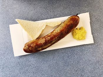 High angle view of bread on table