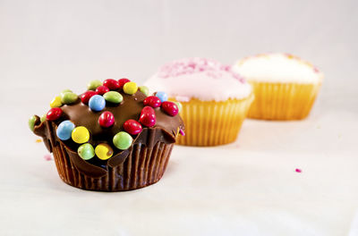 Close-up of cupcakes on table