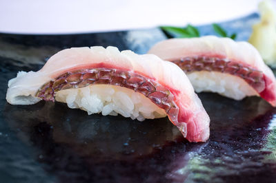 Close-up of sushi on plate