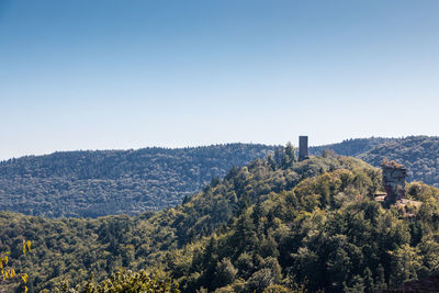 Scenic view of mountains against clear sky