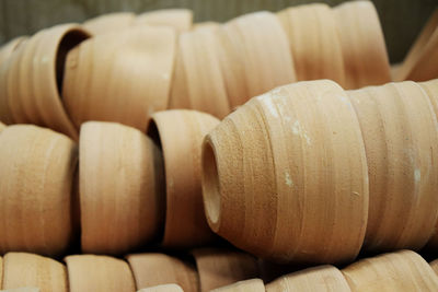 Close-up of rustic pots