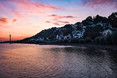 Scenic view of sea against sky at sunset