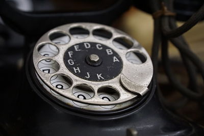 Close-up of telephone booth