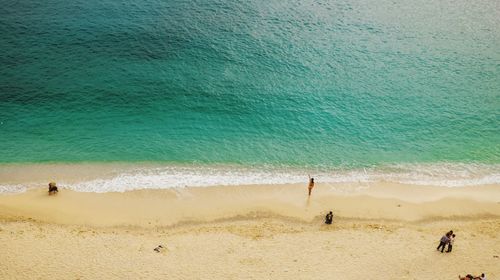 High angle view of people on beach