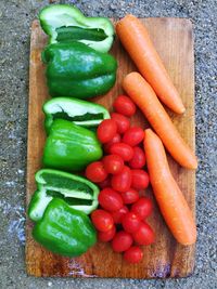 High angle view of vegetables on table