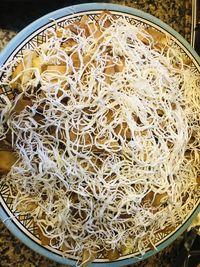 High angle view of pasta in bowl