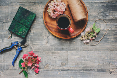 High angle view of food on table