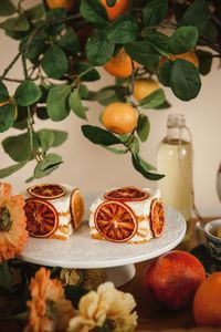 High angle view of fruits on table