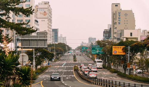 High angle view of city street