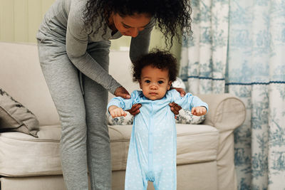 Mother and daughter at home