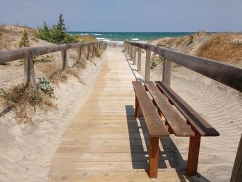 Scenic view of beach against clear sky