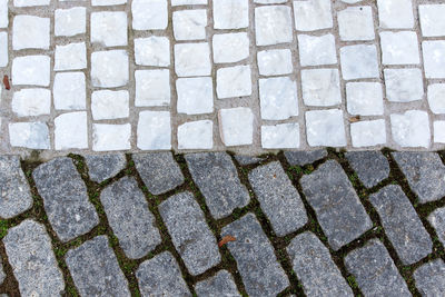 High angle view of stone wall