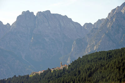 Scenic view of rocky mountains against sky