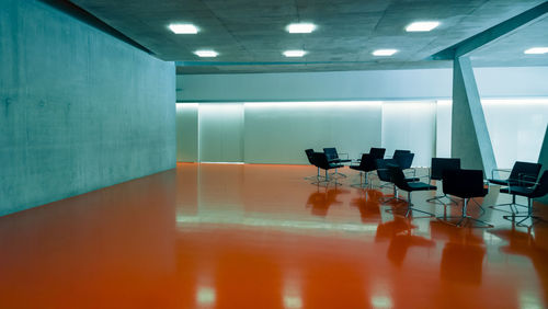 Interior of illuminated empty room