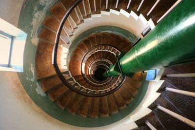 High angle view of spiral staircase