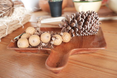 High angle view of dessert on table