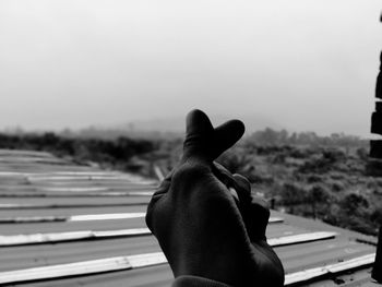 Rear view of person against clear sky