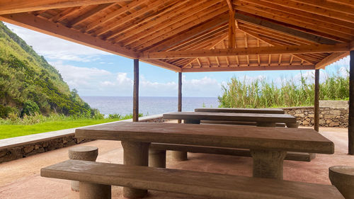 View of gazebo on beach