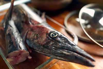 Close-up of fish for sale in market