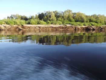 Scenic view of lake against clear sky