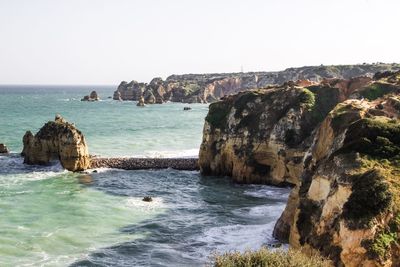 Scenic view of sea against clear sky