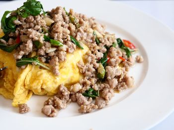 Close-up of meal served in plate