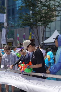 Group of people in front of building