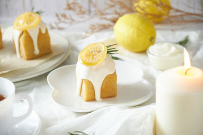 Close-up of fruits in plate on table