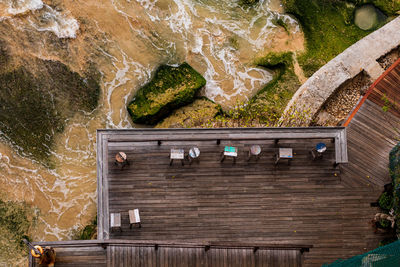 Aerial view of built structure and beach