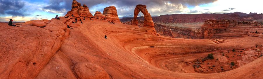 Panoramic view of rock formations against sky