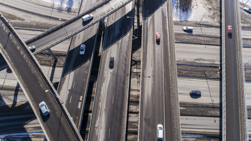 High angle view of roads in city